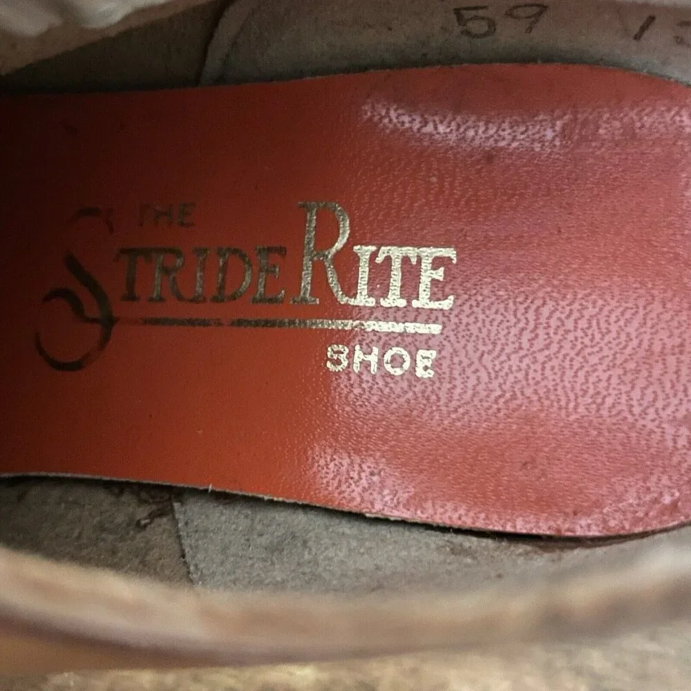 Vintage 1970s Stride Rite Childrens Shoes Sz 12.5 Brown Leather Wingtip Loafer